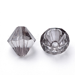 Transparente Acryl Perlen, Doppelkegel, lichtgrau, 6x5.5 mm, Bohrung: 1.5 mm, ca. 6120 Stk. / 500 g