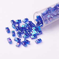 Miyuki halbe Tila Perlen, japanische Saatperlen, 2-Loch, (htl177) transparentes Kobalt ab, 5x2.3x1.9 mm, Bohrung: 0.8 mm, ca. 2500 Stk. / Beutel, 100 g / Beutel