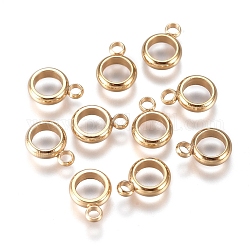304 Stainless Steel Tube Bails, Loop Bails, Ring, Real 24K Gold Plated, 8.5x6x2.5mm, Hole: 2mm, Inner Diameter: 4mm