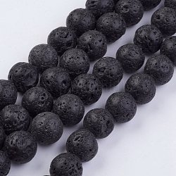 Brins de perles de pierre de lave naturelle, ronde, 12~12.5mm, Trou: 1mm, Environ 33 pcs/chapelet, 15.74 pouce