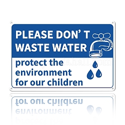 UV保護＆防水アルミニウム警告サイン  子供たちの環境を守るために水を無駄にしないでください  ブルー  200x300x9mm