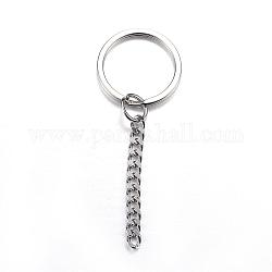 304 Stahl Split Schlüsselringe Edelstahl, Zubehör des Schlüsselbundverschlusses, Edelstahl Farbe, 69~78 mm