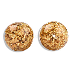 Transparent Resin Beads, with Gold Foil, Round, Goldenrod, 20mm, Hole: 1.8mm