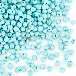 Olycraft 240Pcs Natural Howlite Beads, Dyed, Faceted, Round, Sky Blue, 3mm, Hole: 0.8mm