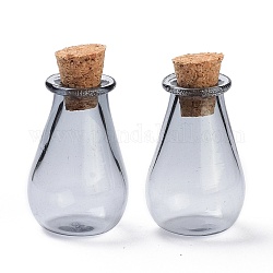 Adorno de botellas de corcho de vidrio, vaso vacío deseando botellas, viales de diy para decoraciones colgantes, plata, 15.5x28mm