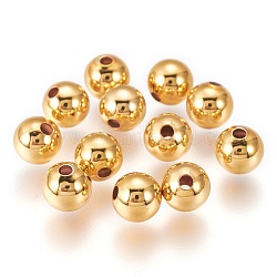 Perline in ottone, placcato di lunga durata, tondo, oro, 6x4.5mm, Foro: 1.5 mm, 50 pc / set