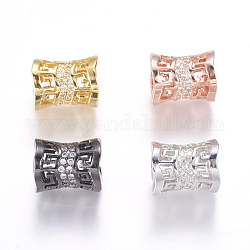 Brass Micro Pave Cubic Zirconia Beads, Column, Mixed Color, 12x10mm, Hole: 5.5mm