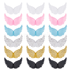 Arricraft ornamento di plastica delle ali di angelo di 36pcs 6 colori, ali artigianali, per il regalo di Natale fai da te, decorazione della torta, colore misto, 80x50mm, 6 pz / colore