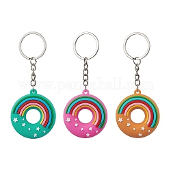 Porte-clés en plastique pvc beignet, avec porte-clés fendus, couleur mixte, 10.5 cm