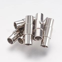 Stainless Steel Locking Tube Magnetic Clasps, Column, Size: about 5mm wide, 18mm long, 4mm inner diameter