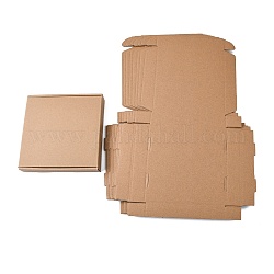 Крафт-бумага складной коробки, квадратный, картонная коробка, почтовые ящики, деревесиные, 43x29x0.2 см, готовый продукт: 17x17x3 см