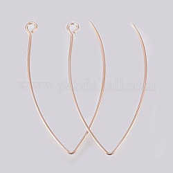 Ion Plating(IP) 304 Stainless Steel Earring Hooks, Ear Wire, with Horizontal Loop, Rose Gold, 41x22x0.8mm, Hole: 2.5mm, Pin: 0.8mm