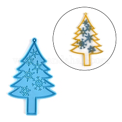 Силиконовые Молды для большой подвески на новогоднюю тематику, Молды для литья смолы, для уф-смолы, изготовление изделий из эпоксидной смолы, рождественская елка, снежинка шаблон, 130x82x5 мм, отверстие : 2.5 мм