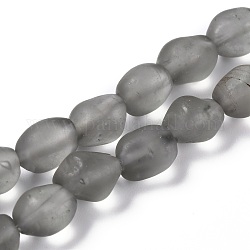 Handgemachte Murano Glas Perlen Stränge, gefrostete Nuggets, Grau, 10x7.5~8x8 mm, Bohrung: 1.2 mm, ca. 40 Stk. / Strang, 15.35 Zoll (39 cm)