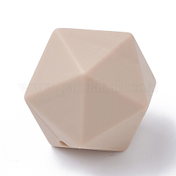 Food Grade Eco-Friendly Silicone Focal Beads, Chewing Beads For Teethers, DIY Nursing Necklaces Making, Icosahedron, Tan, 16.5x16.5x16.5mm, Hole: 2mm