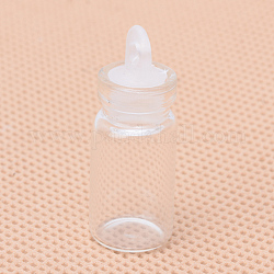 Botellas de vidrio, contenedores de abalorios, con tapabocas de plástico, columna, Claro, 29x11mm, agujero: 7 mm, capacidad: 1.5ml (0.05 fl. oz)