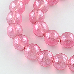 Transparent lackiert Glasperlenstränge, Runde, neon rosa , 8 mm, Bohrung: 1.3~1.6 mm, ca. 104 Stk. / Strang, 32.7 Zoll