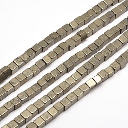 Cube Natural Pyrite Beads Strands, 10x10x10mm, Hole: 1mm, about 39pcs/strand, 15.7 inch