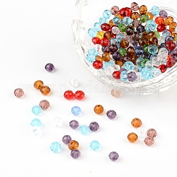 Perles en rondelles facettées en verre transparent, couleur mixte, 4x3mm, Trou: 1mm