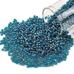 Toho perles de rocaille rondes, Perles de rocaille japonais, (167bdf) transparent ab givre sarcelle, 11/0, 2.2mm, Trou: 0.8mm, environ 1110 pcs/10 g
