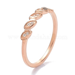 Ионное покрытие (ip) 304 кольцо на палец из нержавеющей стали, конский глаз со стразами, розовое золото , размер США 6~9 (16.5~18.9 мм)