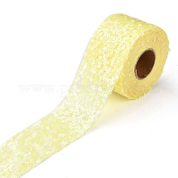 Cintas elásticas de poliéster con lentejuelas, con lentejuelas brillantes, amarillo, 2-3/8 pulgada (60 mm), 10 yarda (9.14 m) / rollo