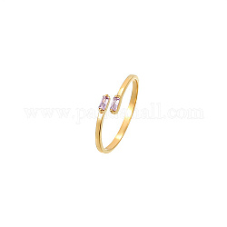Золотое кольцо-манжета из нержавеющей стали, со стеклом, прямоугольные, сирень, внутренний диаметр: 20 мм