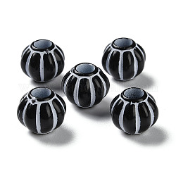 Perles européennes acryliques opaques imprimées par pulvérisation, Perles avec un grand trou   , citrouille, noir, 12x10.5mm, Trou: 5mm, environ 500 pcs/500 g