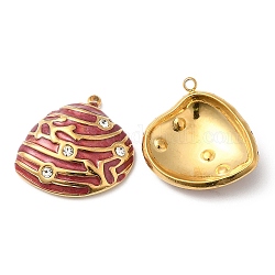 304 pendenti di strass in acciaio inox, con smalto, charms shell, oro, indian rosso, 19.5x19x5mm, Foro: 1.2 mm