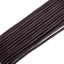 Round Leather Cord, Cowhide Leather, DIY Jewelry Making Material for Leather Wrap Bracelet, Coconut Brown, Size: about 3mm thick