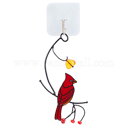 Creatcabin 1 set decorazione pendente in lega smaltata, con gancio adesivo in plastica, uccello, per la decorazione di finestre di casa, rosso, 173x96x9.5mm, Foro: 12.5x8.5 mm