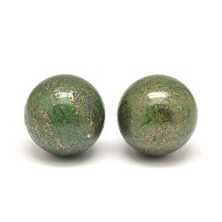 Round Natural Pyrite Home Display Decorations, Green, 30mm