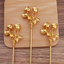 Lega di risultati bastone capelli, con aghi di ferro, fiore, oro, 153x35.5x12mm