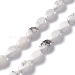 Chapelets de perles en howlite naturelle, torsion, 12x6x6mm, Trou: 1mm, Environ 33~34 pcs/chapelet, 15.39''~15.98'' (39.1~40.6 cm)