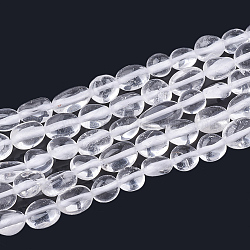 Natürlichem Quarz-Kristall-Perlen Stränge, Bergkristallperlen, Oval, 6~10x6~7x3~5 mm, Bohrung: 1 mm, ca. 55 Stk. / Strang, 15.7 Zoll