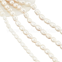 Nbeads ca. 75 Stück natürliche Süßwasserzuchtperlen, 4 Größen Reisform weiße Süßwasserperle lose Perlenanhänger Perlen zum Perlenohrring Armband Schmuckherstellung, 4 Stränge
