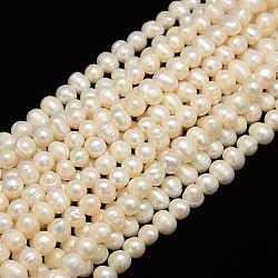 Natural Cultured Freshwater Pearl Beads Strands, Potato, Creamy White, 8~9mm, Hole: 0.8mm, about 46pcs/strand, 13.77 inch~14.17 inch