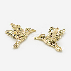 Brass Charms, Birds, Real 18K Gold Plated, 8x11x7mm, Hole: 1mm
