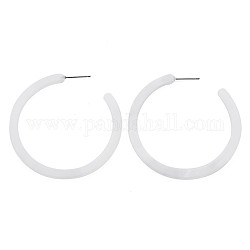 Grandi orecchini a bottone a forma di c per le donne ragazza, orecchini a cerchio aperto, orecchini a mezzo cerchio in acetato di cellulosa, bianco, 49.5x3mm, ago :0.7mm