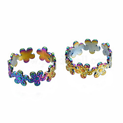 Anillos de flores, anillos abiertos, anillo de acero inoxidable de color arcoíris 304 para mujer, nosotros tamaño 8 1/4 (18.3 mm)