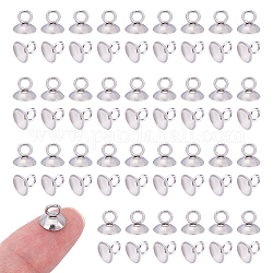 UNICRAFTALE 7mm Long 100pcs Bead Cap Pendant Bails 202 Stainless Steel Round Bails Clasp Dangle Charm Bead Pendant Connector Findings for Pendant Necklace Jewelry Making