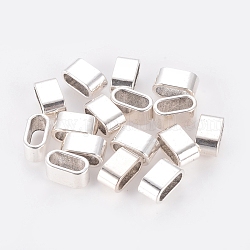 Tibetan Style Slider Charms for Leather Bracelet Making, Cadmium Free & Nickel Free & Lead Free, Rectangle, Antique Silver Color, 13x7x7mm, Hole: 5mm
