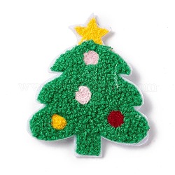 Christmas Tree Cloth Snap Hair Clips, with Iron Clips, Hair Accessorise for Girls, Green, 78x65x3mm