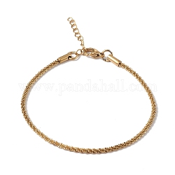 Placcatura ionica (ip) 304 bracciale a catena in corda d'osso in acciaio inossidabile per donna, oro, 7-1/4 pollice (18.5 cm), larghezza: 2.3 mm