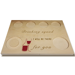 Wooden Wine Serving Tray, Rectangle, Cup Pattern, 180x250x12.5mm
