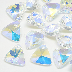 K9 Glass Rhinestone Charms, Triangle, Crystal AB, 11x12x6mm, Hole: 1mm