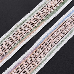 Nylon Ribbon, with Glass Seed Beads, Misty Rose, 3/4 inch(19~20mm)