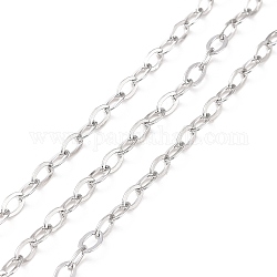 304 Stainless Steel Cable Chains, Unwelded, with Spool, Stainless Steel Color, 4x2.2x0.6mm, about 32.81 Feet(10m)/Roll