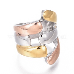 Anillos de dedo de 304 acero inoxidable, color de acero inoxidable y oro y oro rosa, tamaño de 6~9, 16~19mm