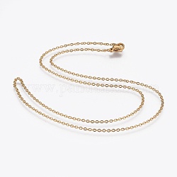304 Stainless Steel Cable Chain Necklaces, with 304 Stainless Steel Clasps, Golden, 17.7 inch(45cm), 1.5mm